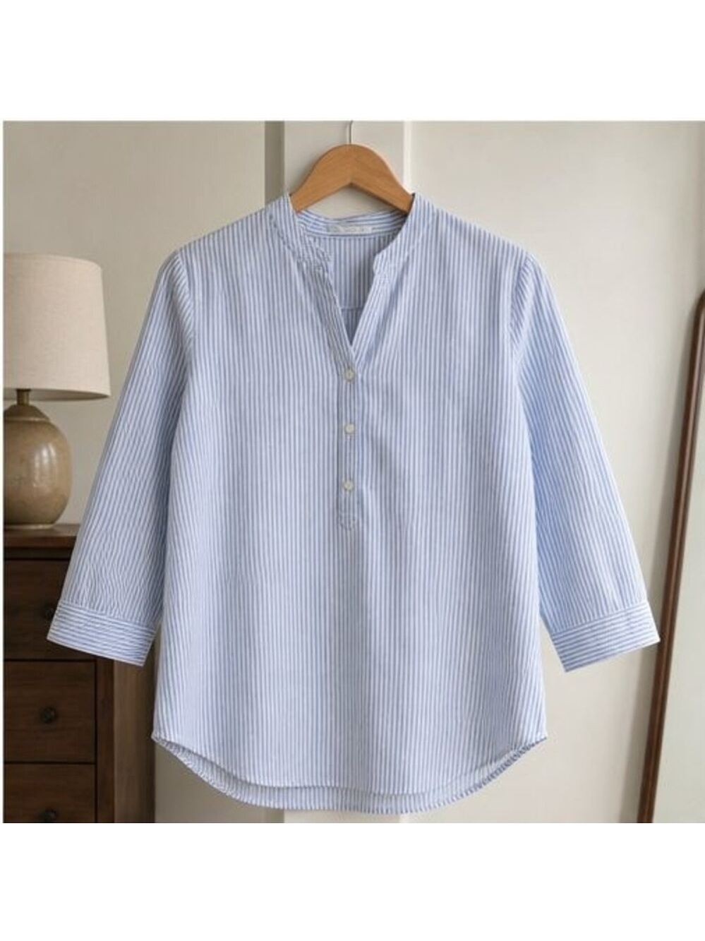Blue Pleated Blouse